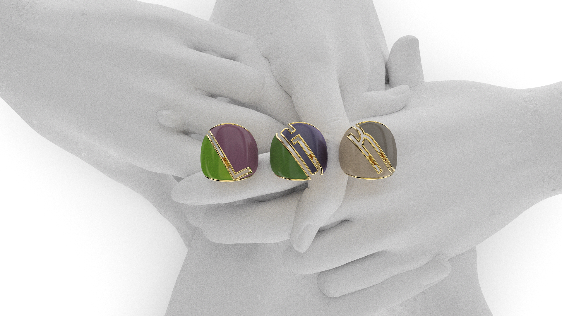 KROMA Collection, Enamel Split Ring Signets